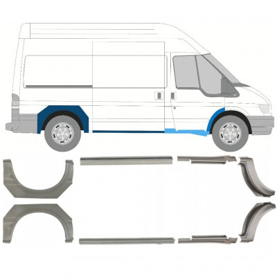 FORD TRANSIT 2000-2013 WIELKAST REPARATIE PANEEL + DORPEL REPARATIEPANEL / RECHTS + LINKS / SET