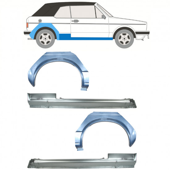 VW GOLF 1 CABRIO 1979-1993 WIELKAST REPARATIE PANEEL + DORPEL / SET / RECHTS + LINKS