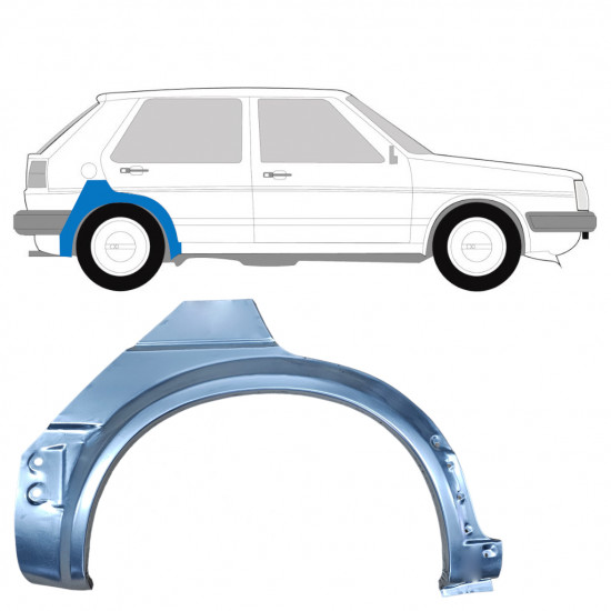 Reparatiepaneel achterspatbord voor VW Golf 2 1982- / Rechts 7248