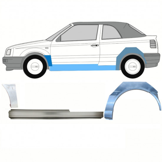 Reparatie dorpel + voorste spatbord + achterste spatbord voor VW Golf 3 1993-1998  CABRIO / Links / Set 12568