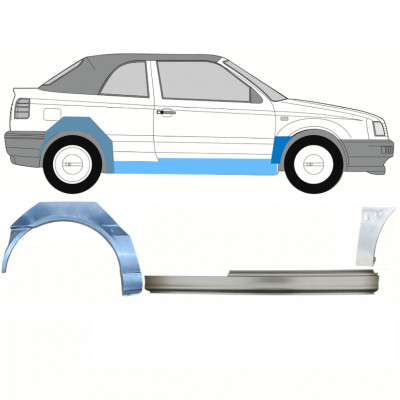 Reparatie dorpel + voorste spatbord + achterste spatbord voor VW Golf 3 1993-1998  CABRIO / Rechts / Set 12566