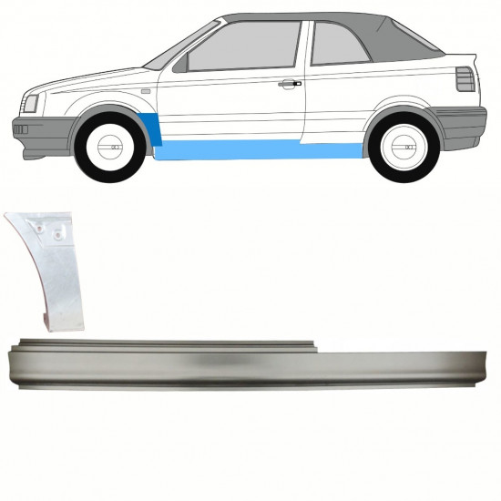 Reparatiepaneel dorpel + voorste spatbord voor VW Golf 3 1993-1998 / Links / CABRIO / Set 10201