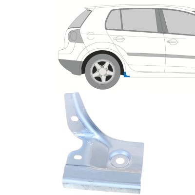 Reparatiepaneel uiteinde dorpel voor Volkswagen Golf 5 2003-2009 / Rechts 16112