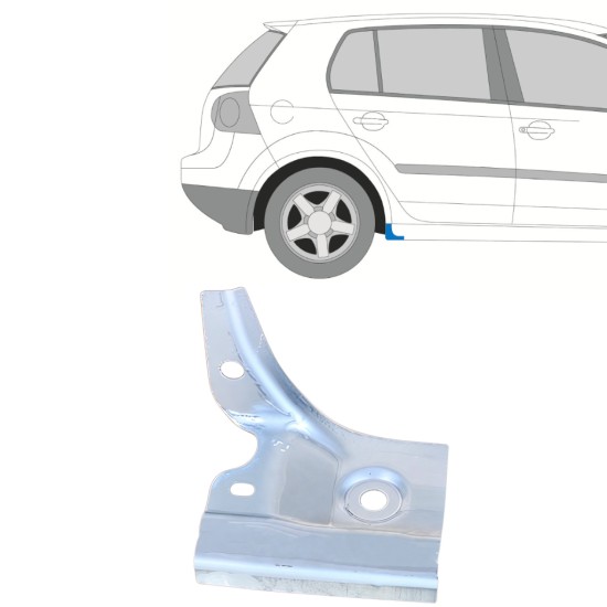 Reparatiepaneel uiteinde dorpel voor Volkswagen Golf 5 2003-2009 / Rechts 16112