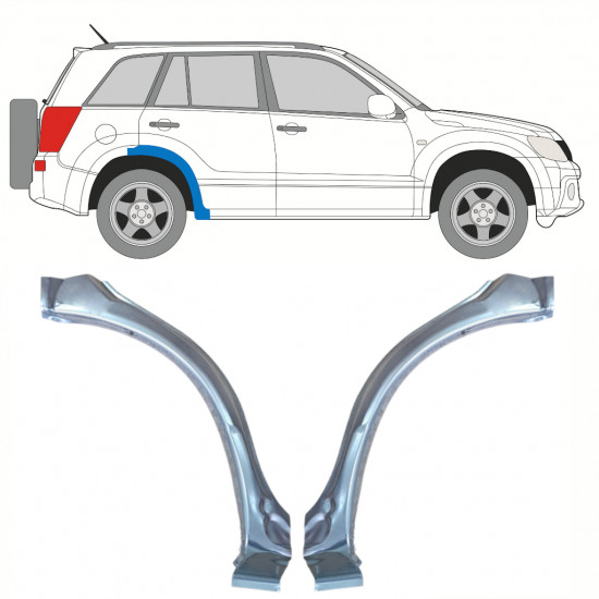 Reparatiepaneel achterste spatbord voorste deel voor Suzuki Grand Vitara 2005-2012 / Links + Rechts / Set 10177