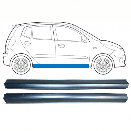 Reparatie dorpel voor Hyundai I10 2008-2013 / Links = Rechts (symmetrisch) / Set 10237