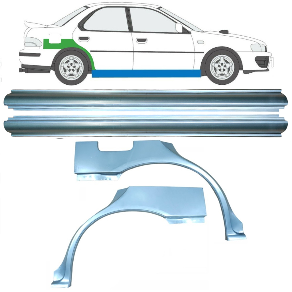 Reparatiepaneel Dorpel + Achterspatbord Voor Subaru Impreza Gc Gf 1992-2000 / Links + Rechts / Set 10667