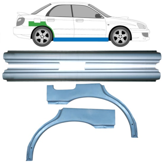 Reparatiepaneel dorpel + achterspatbord voor Subaru Impreza GD GG 2000-2007 / Links + Rechts / Set 10666