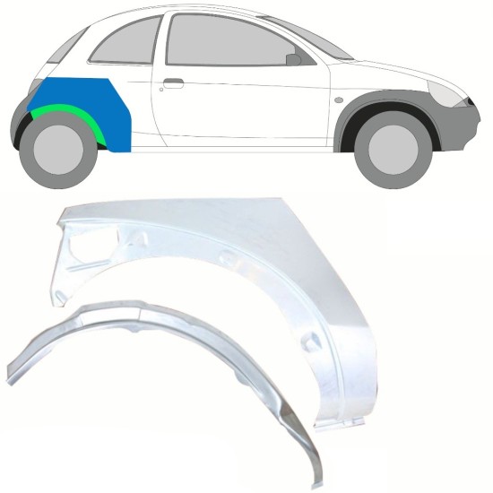Binnen + buiten reparatiepaneel achter spatbord voor Ford KA 1996-2008 / Rechts / Set 10775