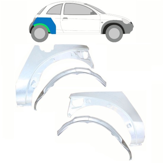 Binnen + buiten reparatiepaneel achter spatbord voor Ford KA 1996-2008 / Set 10777