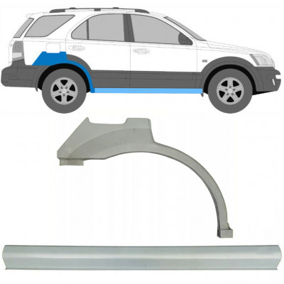 Reparatiepaneel dorpel + achterspatbord voor Kia Sorento 2002-2009 / Rechts / Set 10079