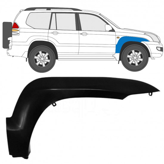 Spatbord sierlijst wielkast voor Toyota Land Cruiser J120 2003-2010 / Rechts 12952