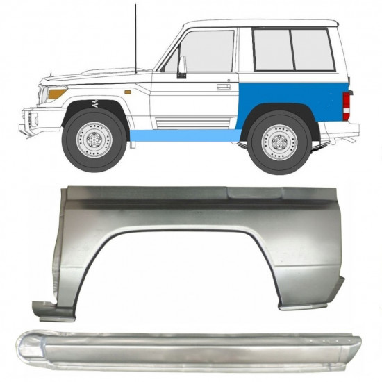 TOYOTA LAND CRUISER 1984-1993 WIELKAST REPARATIE PANEEL + DORPEL REPARATIEPANEEL / SET / LINKS