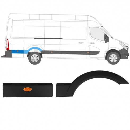 RENAULT MASTER 2010- ZIJSTRIP EXTRA LANG / SET / RECHTS