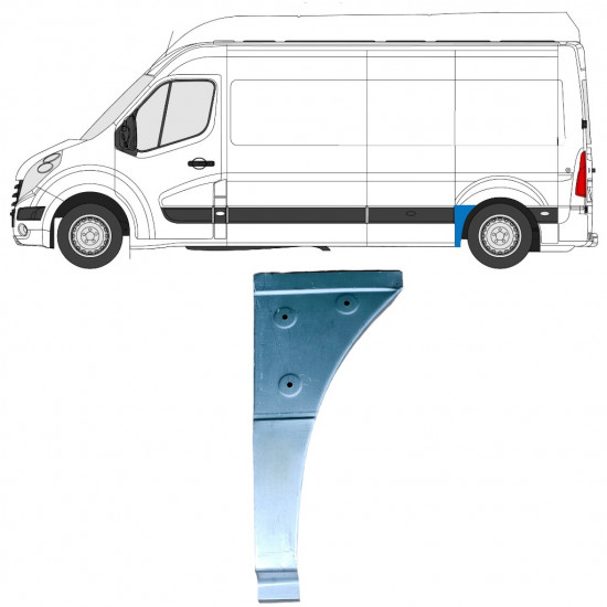 Reparatiepaneel achterste spatbord voorste deel voor Renault Master 2010- / Links 12849