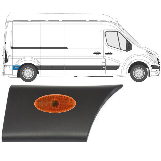 Sierlijst zijlijst achter spatbord met lamp voor Nissan NV400 2010- / Rechts / Set 15656