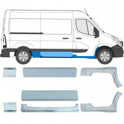 RENAULT MASTER 2010- KORTE WIELBASIS REPARATIE PANEEL / SET / RECHTS + LINKS