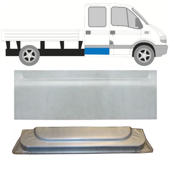 Binnen + buiten reparatiepaneel achter deur voor Renault Master 1998-2010 / Links = Rechts (symmetrisch) / Set 9798