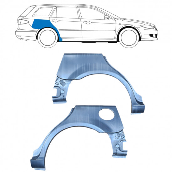 Reparatiepaneel achterspatbord voor Mazda 6 2002-2008 / Links + Rechts / COMBI / Set 9164