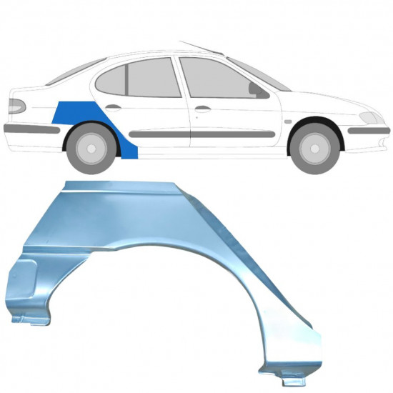 Reparatiepaneel achterspatbord voor Renault Megane Classic 1995-2003 / Rechts 6962