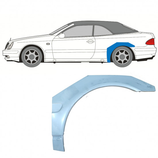 Reparatiepaneel achterspatbord voor Mercedes CLK A208 1997-2003 / Links / CABRIO 7689