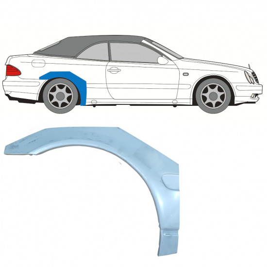 Reparatiepaneel achterspatbord voor Mercedes CLK A208 1997-2003 / Rechts / CABRIO /  7688