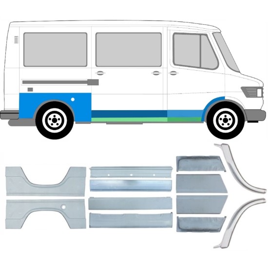 Reparatiepaneel set voor Mercedes T1 207-410 1977-1995 / Links + Rechts / 6714