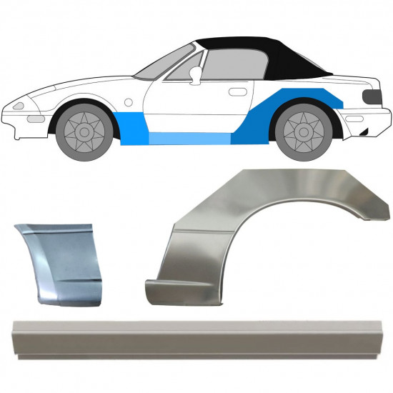 MAZDA MX-5 1989-1998 WIELKAST REPARATIE PANEEL + DORPEL + VOORSPATBORD REPARATIEPANEEL / SET / LINKS