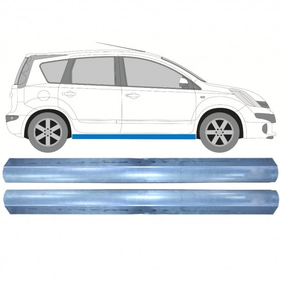 Reparatie dorpel voor Nissan Note 2006-2013 / Links = Rechts (symmetrisch) / Set 11485