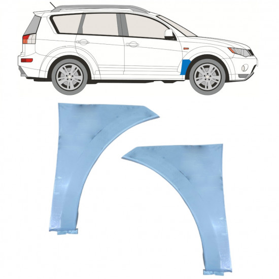 Reparatiepaneel voorspatbord voor Mitsubishi Outlander 2007-2012 / Links + Rechts / Set 10902