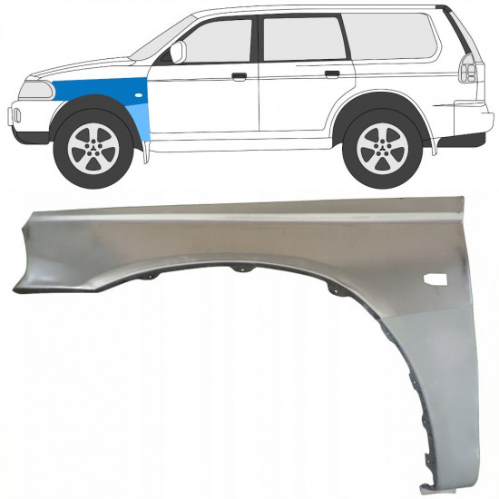 Reparatiepaneel voorspatbord voor Mitsubishi Pajero Sport 1996-2008 / Links / Set 8543