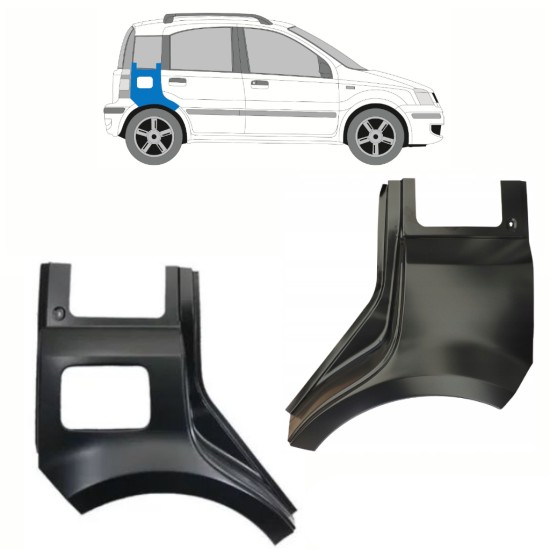 Reparatiepaneel achterspatbord voor Fiat Panda 2003-2012 / Links + Rechts / Set 10753