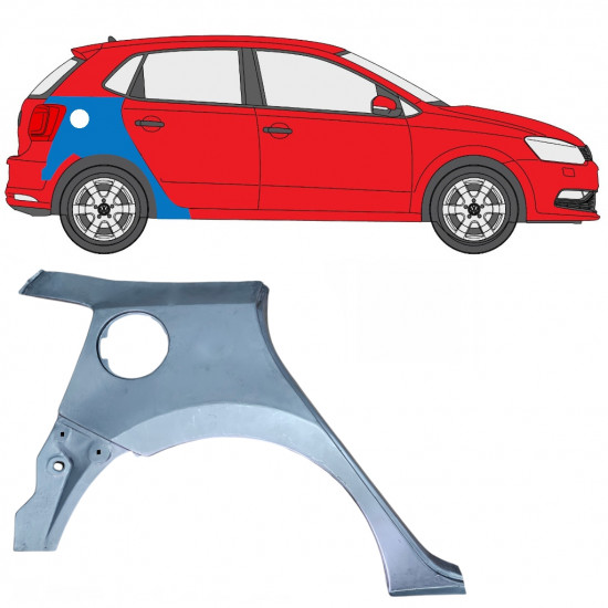 VOLKSWAGEN POLO 2009-2017 ACHTERSPATBORD REPARATIEPANEEL / RECHTS