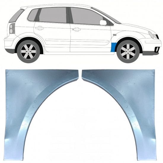 Reparatiepaneel voorspatbord voor VW Polo 2001-2009 / Links + Rechts / Set 9733