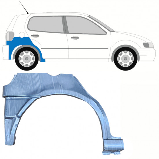 Reparatiepaneel achterste spatbord onderste deel voor VW Polo 1994-1999 / Rechts 10194