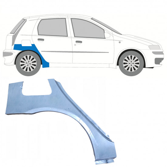 Reparatiepaneel achterspatbord voor Fiat Punto 2 1999-2010 / Rechts 7271