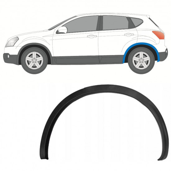 Zijlijst sierlijst achterspatbord voor Nissan Qashqai 2007-2013 / Links 12686