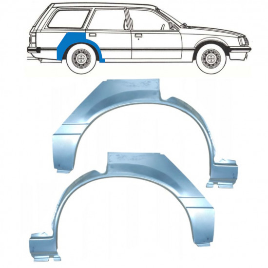 Reparatiepaneel achterspatbord voor Opel Rekord E 1977-1986 / Links + Rechts / COMBI / Set 10788