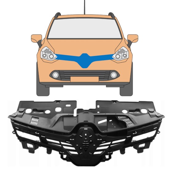 Grill voor Renault Clio IV 2012-2016 16230