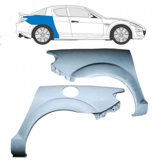 Reparatiepaneel achterspatbord voor Mazda RX8 2003-2012 / Links + Rechts / Set 9283