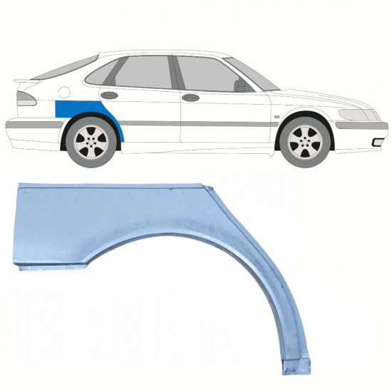 SAAB 9-3 1998-2003 WIELKAST REPARATIE PANEEL / RECHTS