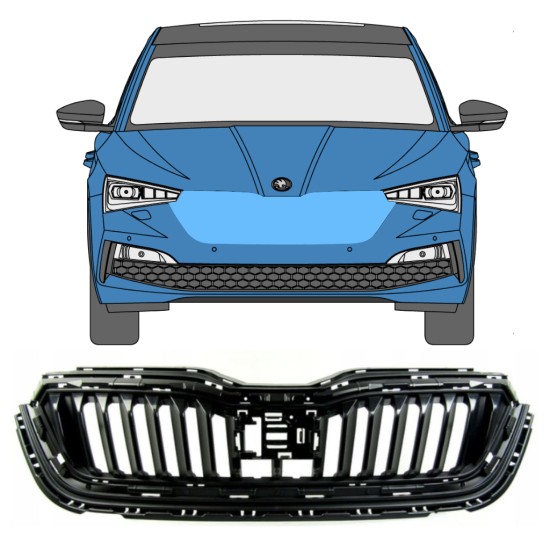 Grill voor Skoda Scala 2019- 16226