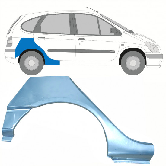 RENAULT SCENIC 1995-2003 WIELKAST REPARATIE PANEEL MET DORPEL / RECHTS