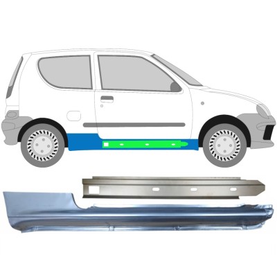 Reparatiepaneel dorpel + binnen reparatiepaneel dorpel voor Fiat Seicento 1998-2010 / Rechts / Set 14720