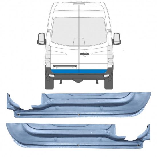 Reparatie plaatwerk achterste deuren  voor Mercedes Sprinter 2006- / Links + Rechts / Set 9555