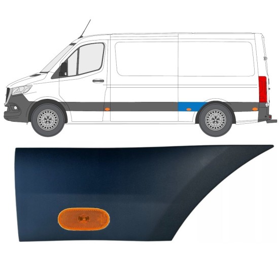 Sierlijst zijlijst achter spatbord met lamp voor Mercedes Sprinter 2018- / Links / Set 16653