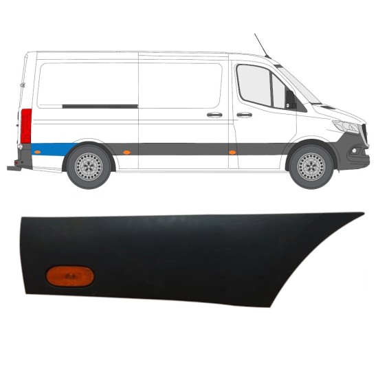 Sierlijst zijlijst achter spatbord achter wiel met lamp voor Mercedes Sprinter 2018- / Rechts / Set 16646