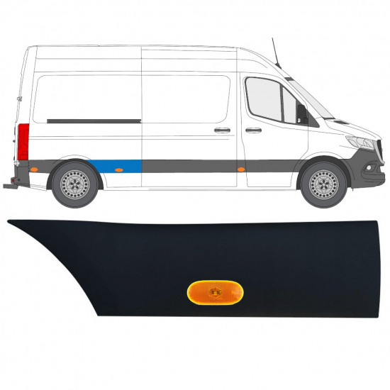 Sierlijst zijlijst achter spatbord met lamp voor Mercedes Sprinter 2018- / Rechts / Set 12968
