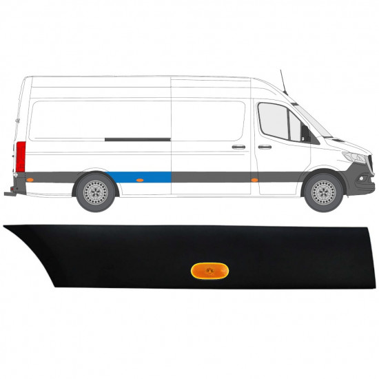 Sierlijst zijlijst achter spatbord met lamp voor Mercedes Sprinter 2018- / Rechts / Set 12964