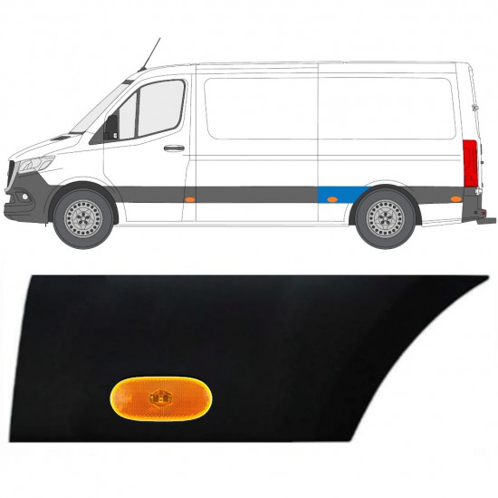 Sierlijst zijlijst achter spatbord met lamp voor Mercedes Sprinter 2018- / Links / Set 12967